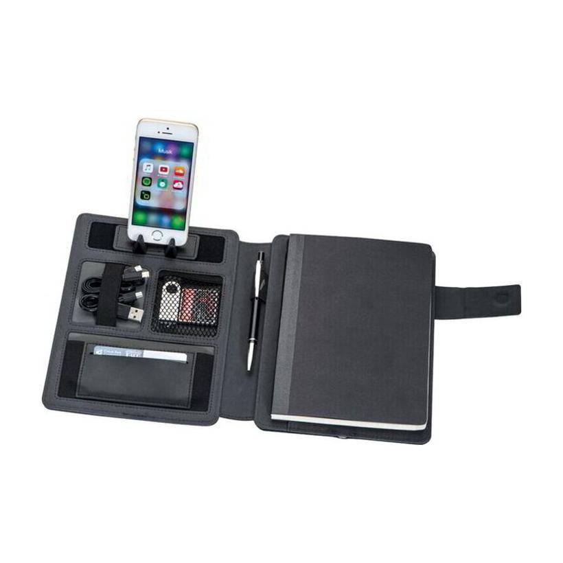 Mapă A4 cu powerbank Leno Negru