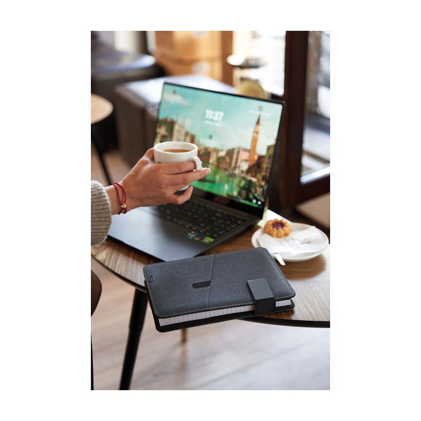 Mapă A4 cu powerbank Leno Negru