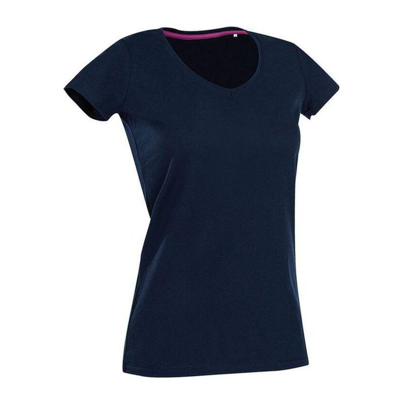 Tricou cu mânecă scurtă pentru femei CLAIRE (V-NECK) Albastru M