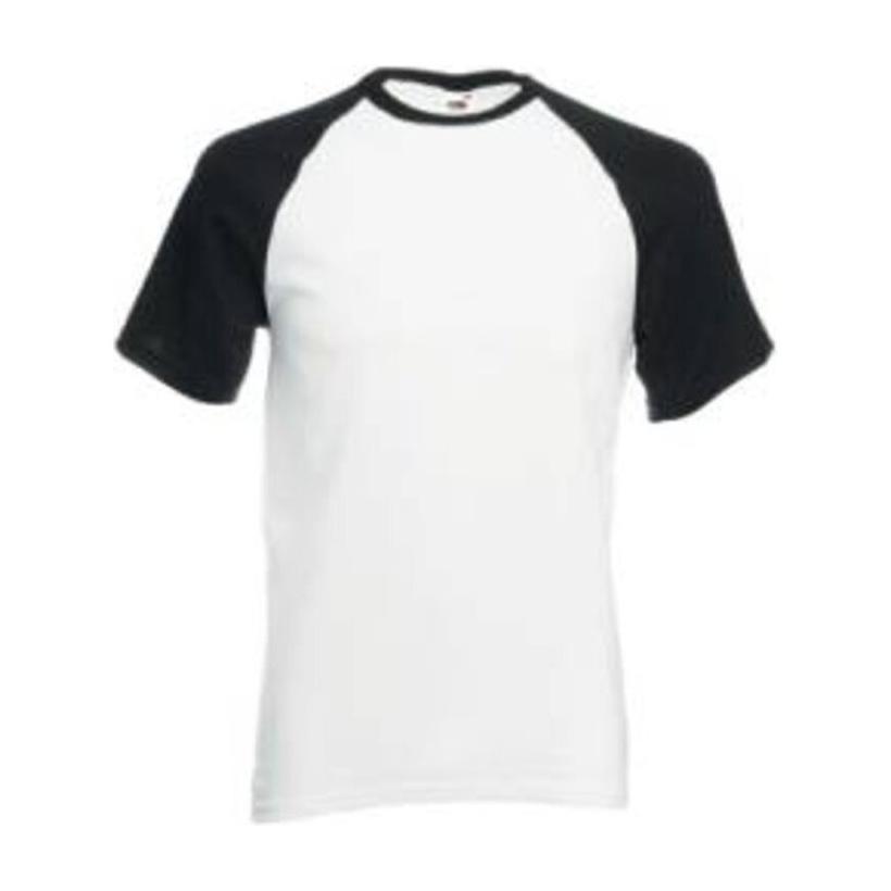 Tricou cu mânecă scurtă pentru bărbați Baseball F76 White-Black