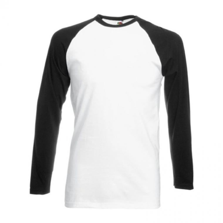 Tricou cu mânecă lungă pentru bărbați Baseball F77 White-Black