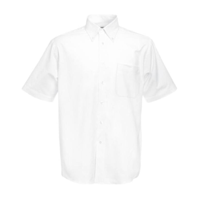 Cămașă cu mânecă scurtă pentru bărbați Oxford White-Chewing Pink