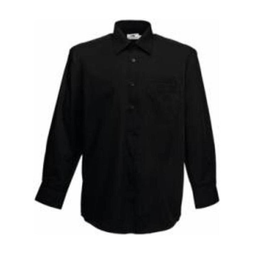 Cămașă cu mânecă lungă pentru bărbați Poplin Negru