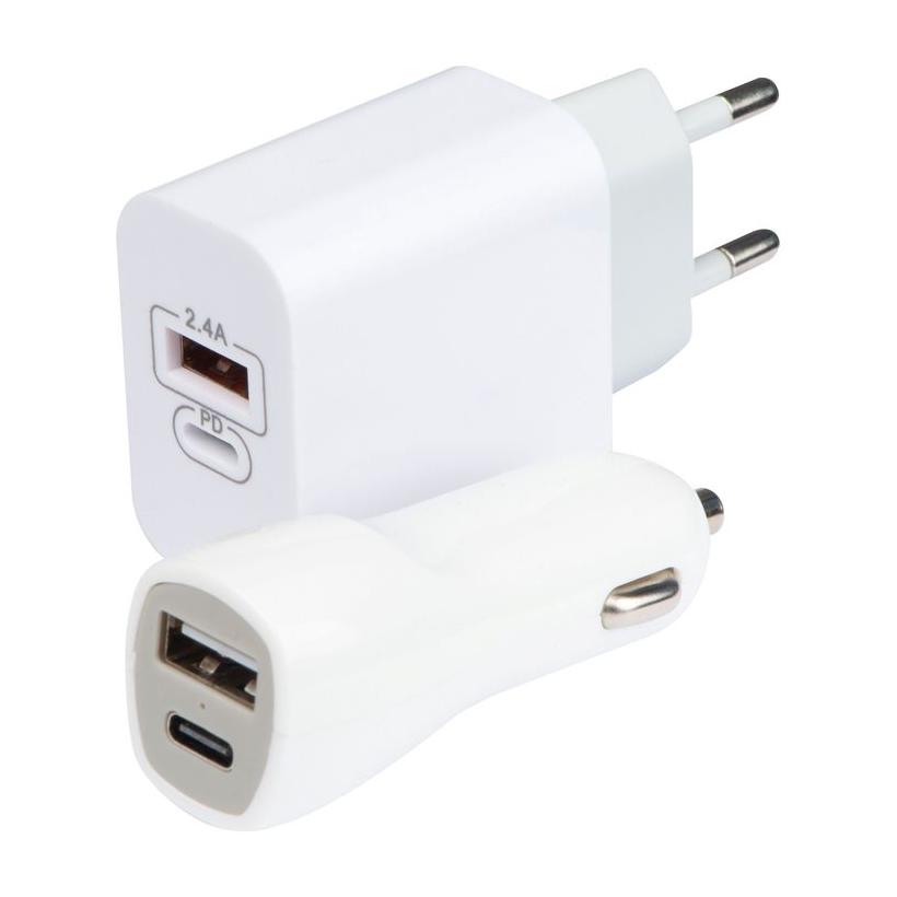 Kit de călătorie USB + C-Type alb