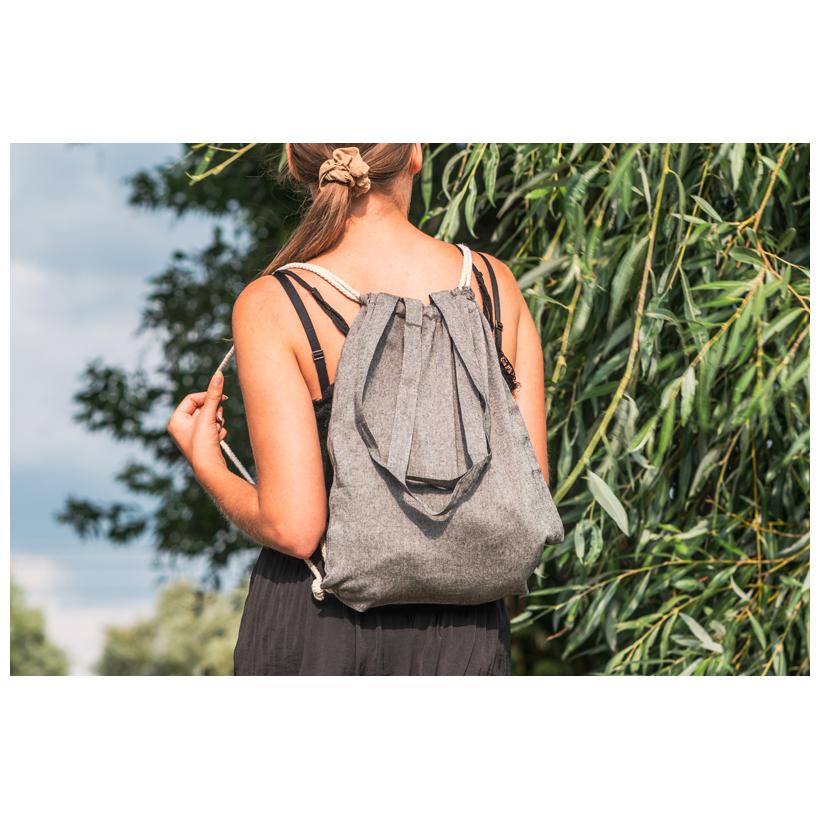 Sacoșă 2 in 1 din bumbac reciclat Negru