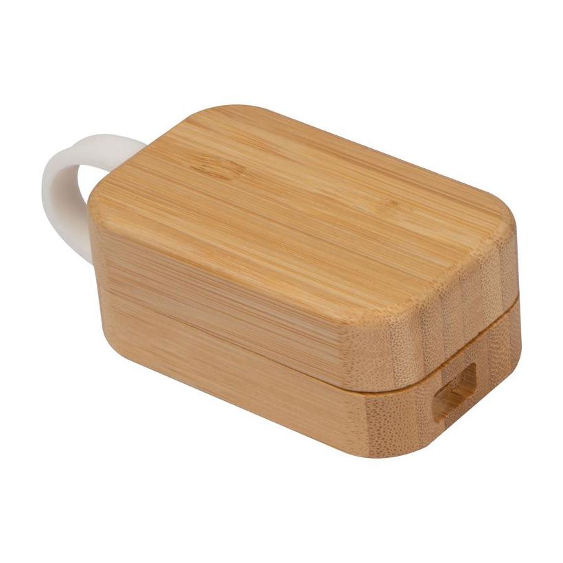 Căști bluetooth în suport de bambus Beige