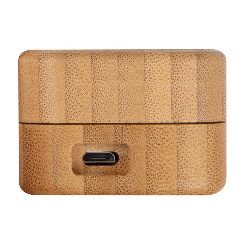 Căști bluetooth în suport de bambus Beige