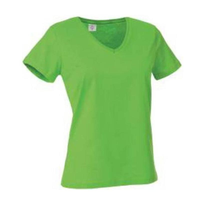 Tricou clasic pentr femei cu guler in V Verde XL