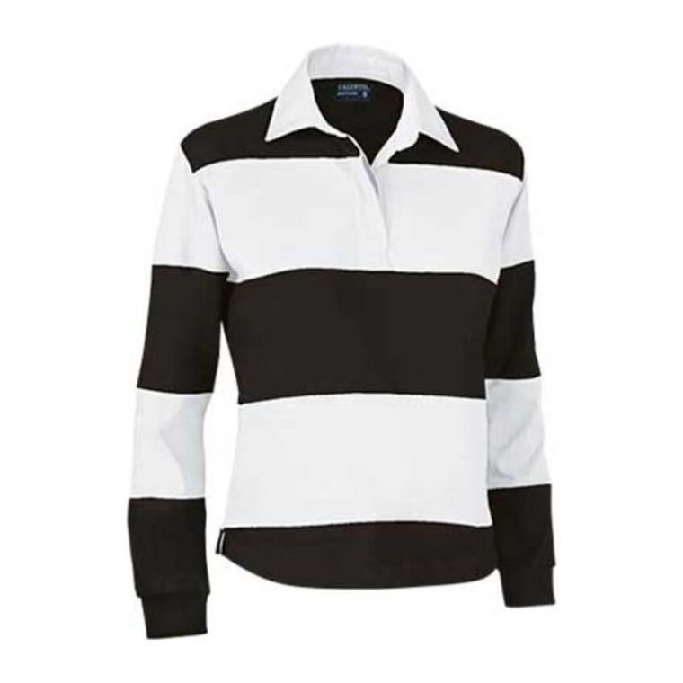 Women Rugby Poloshirt Kick White-Black