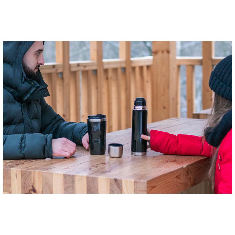 Termos și set de pahar Split Negru