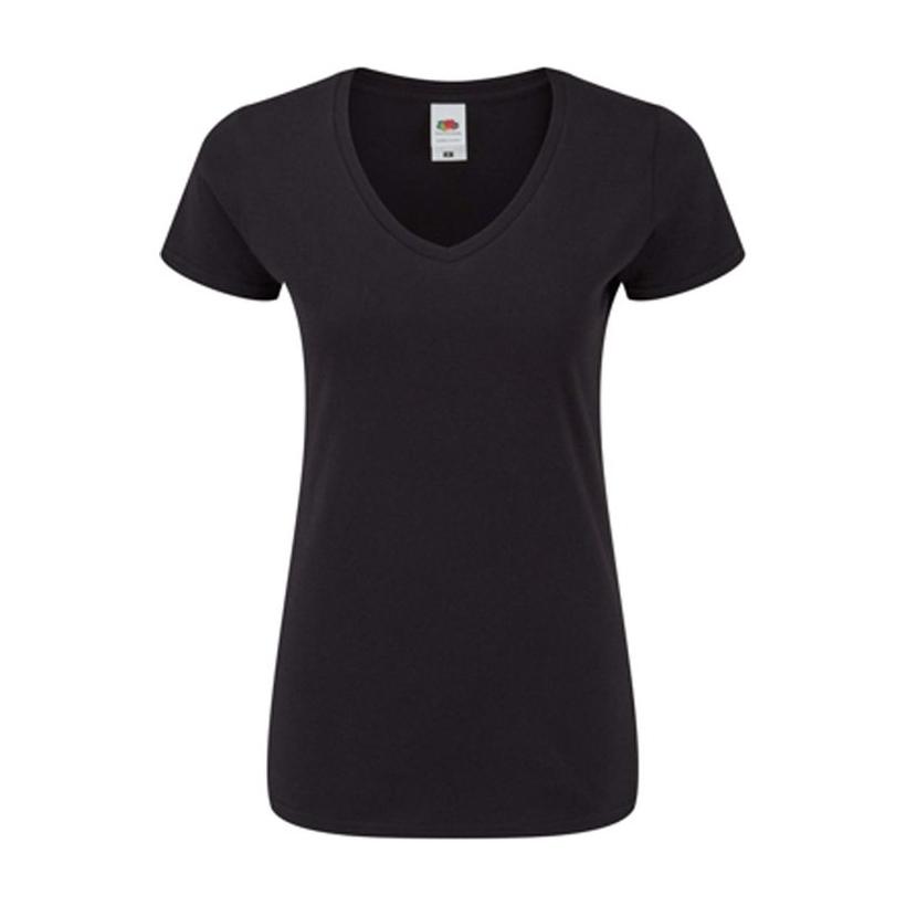 Tricou pentru femei cu guler în V Negru XL