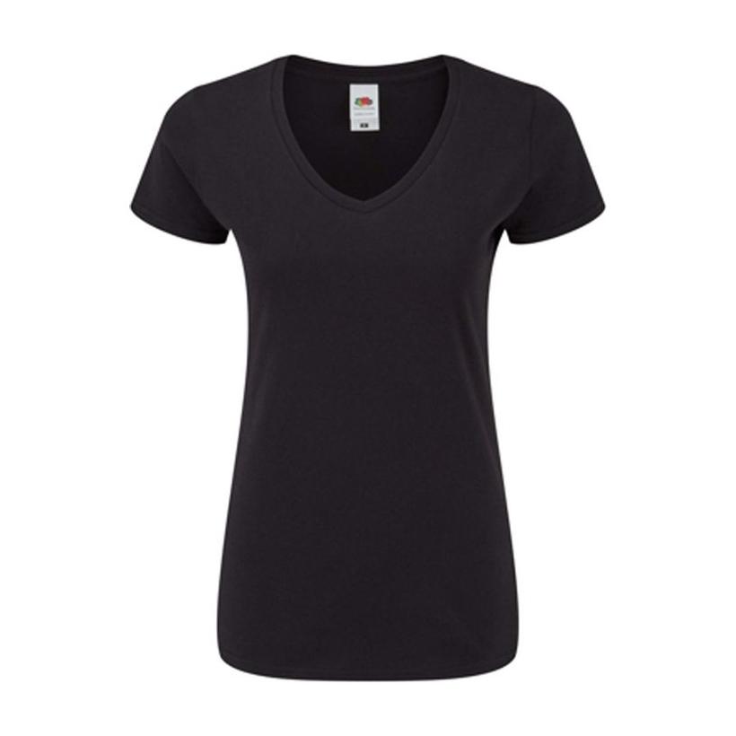 Tricou pentru femei cu guler în V Negru