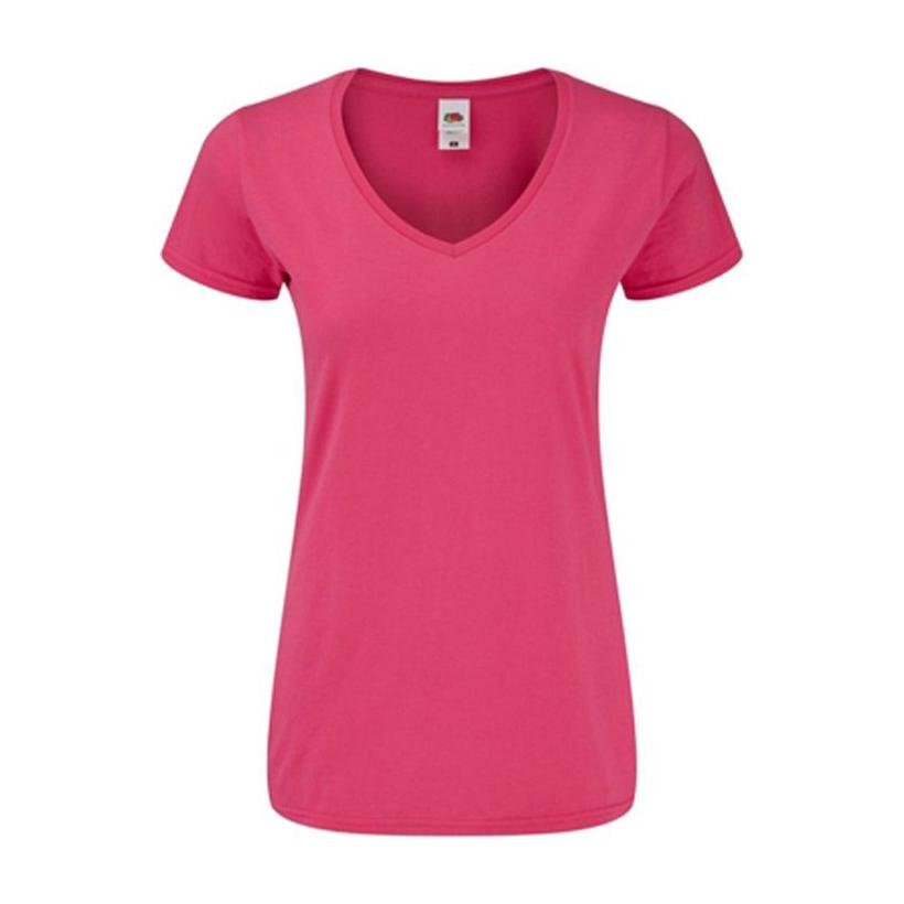 Tricou pentru femei cu guler în V Roz