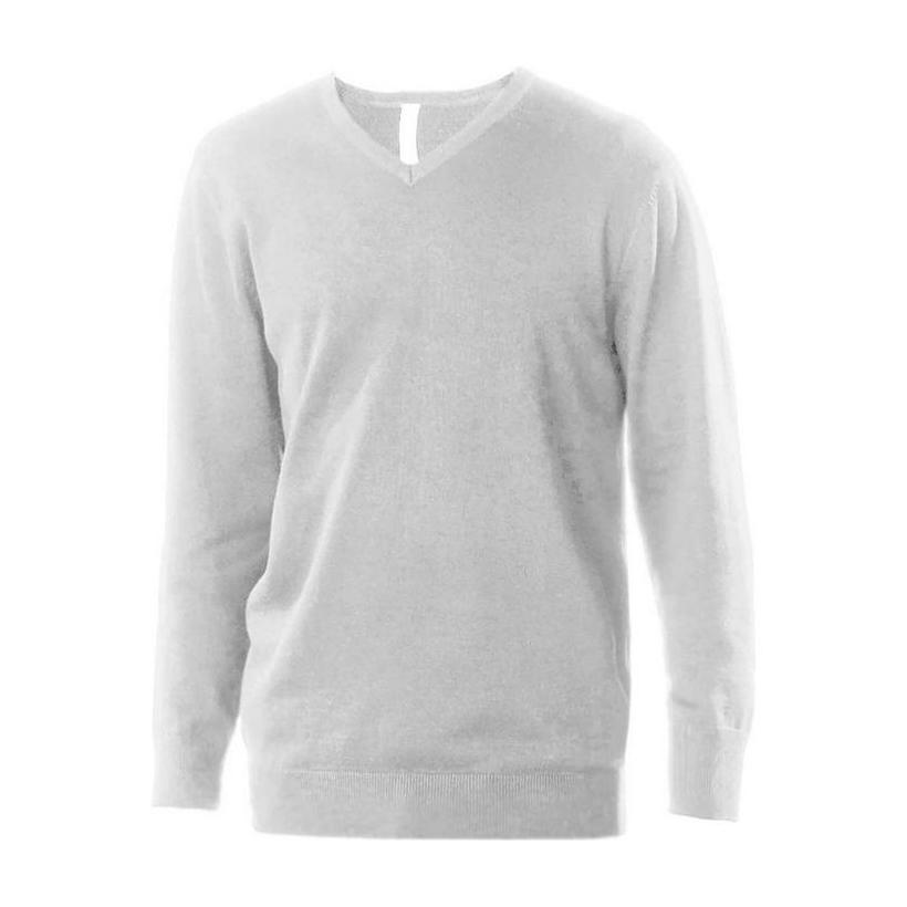 Pulover cu guler în V pentru bărbați Grey Melange 3XL