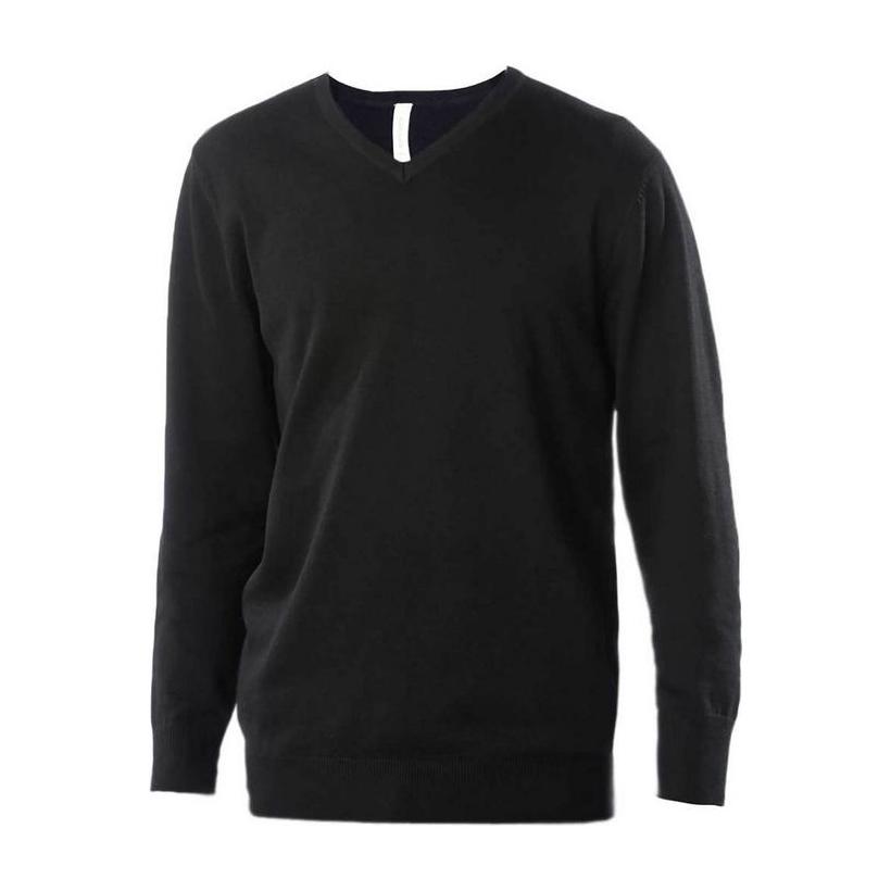 Pulover cu guler în V pentru bărbați Negru