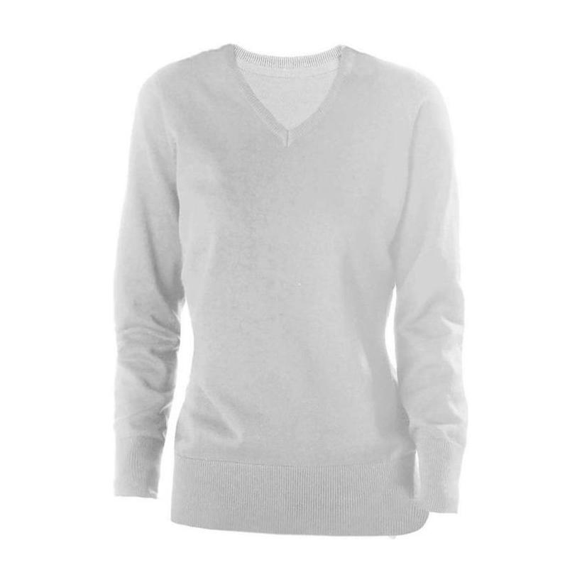 Pulover cu guler în V pentru femei Grey Melange