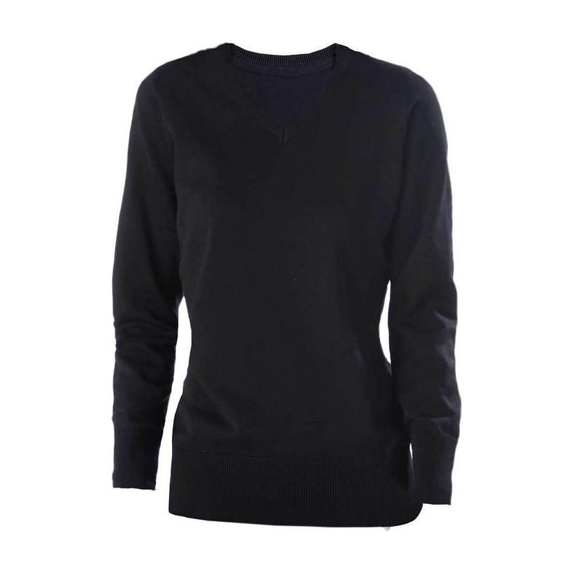 Pulover cu guler în V pentru femei Negru