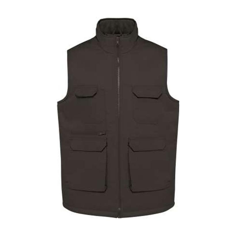 Vestă unisex căptușită cu buzunare multiple din polycotton Gri XXL