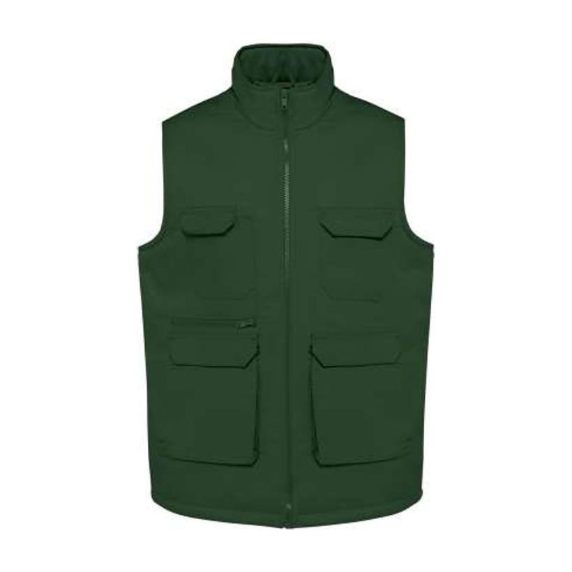 Vestă unisex căptușită cu buzunare multiple din polycotton Verde