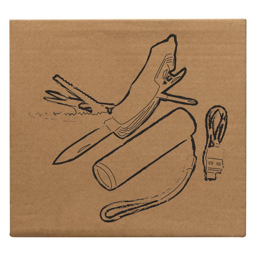 Set cadou ecologic lanternă și briceag Linz Beige