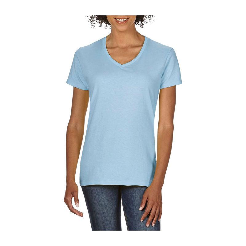 Tricou cu guler în V pentru femei Gildan Premium Cotton® Light Blue M