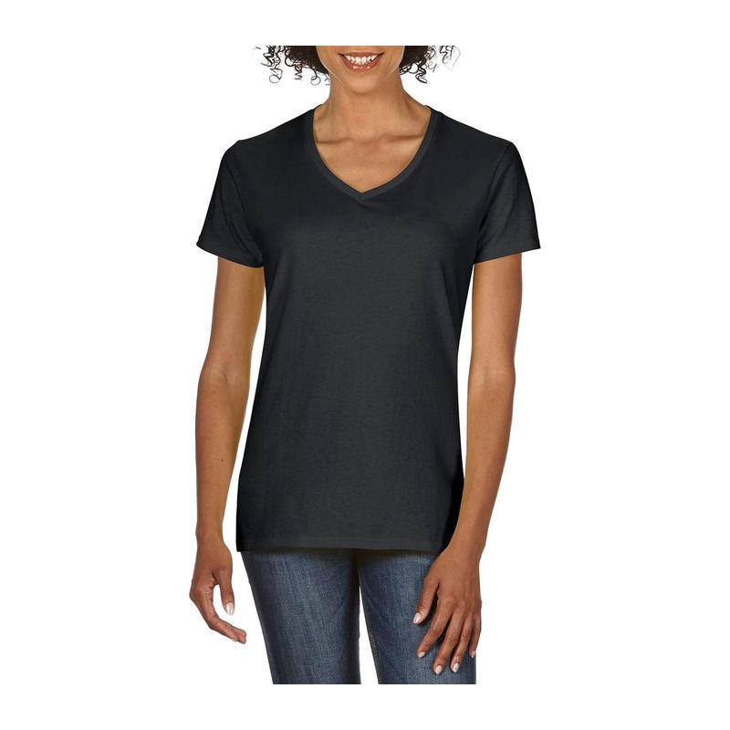 Tricou cu guler în V pentru femei Gildan Premium Cotton® Negru L