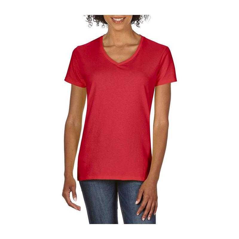 Tricou cu guler în V pentru femei Gildan Premium Cotton® Rosu S
