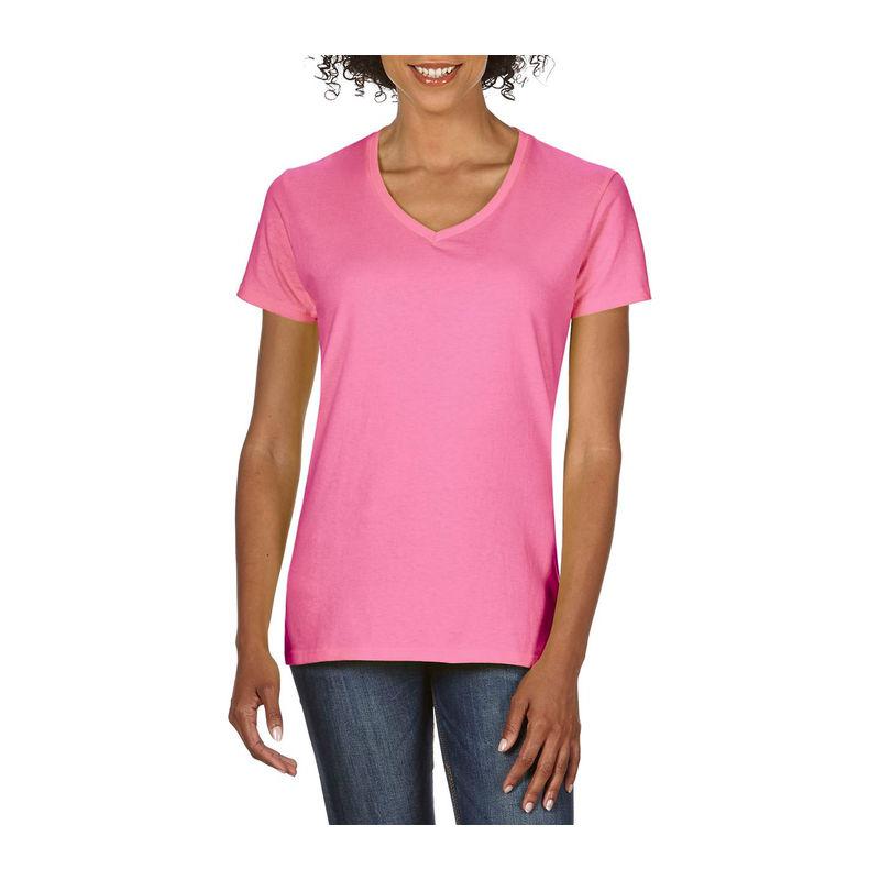 Tricou cu guler în V pentru femei Gildan Premium Cotton® Roz M
