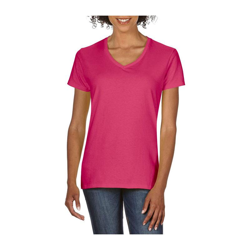 Tricou cu guler în V pentru femei Gildan Premium Cotton® Roz XXL