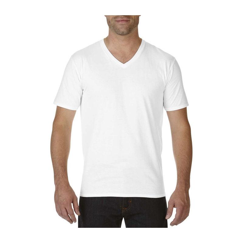 Tricou cu guler în V pentru bărbați Gildan Premium Cotton® Alb L