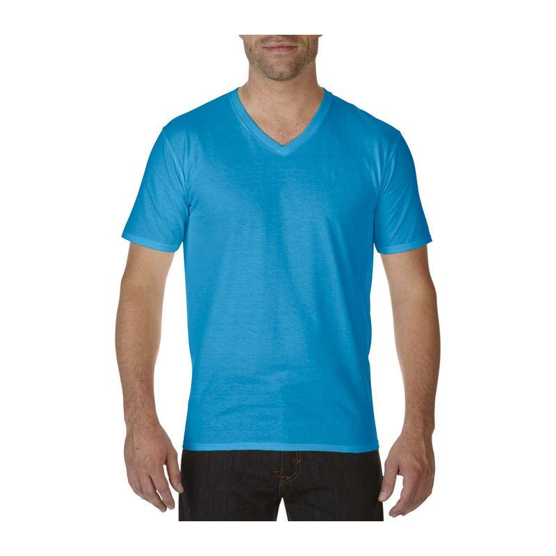 Tricou cu guler în V pentru bărbați Gildan Premium Cotton® Sapphire M