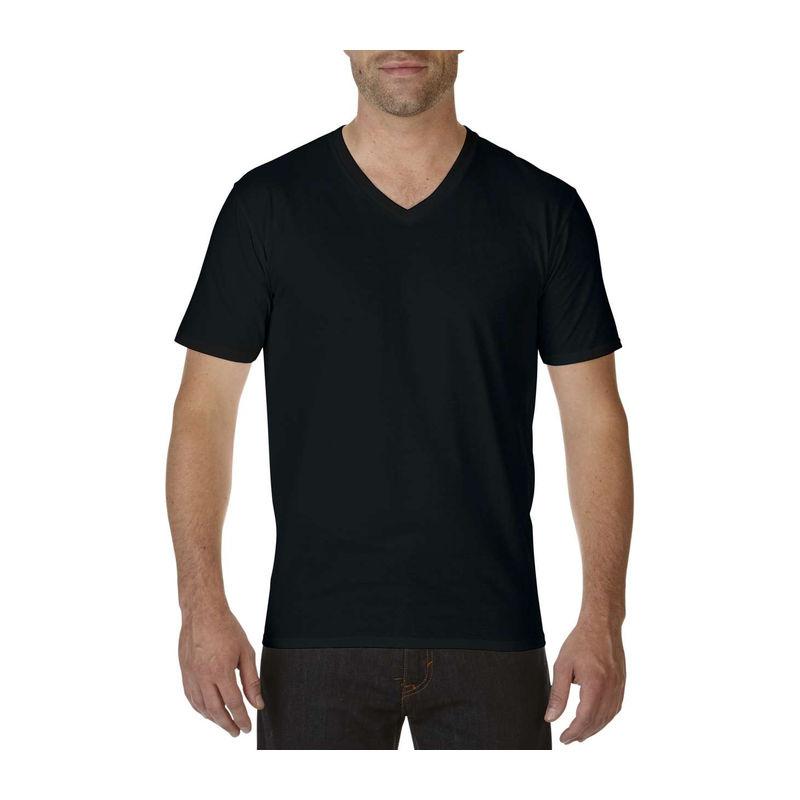 Tricou cu guler în V pentru bărbați Gildan Premium Cotton® Negru M
