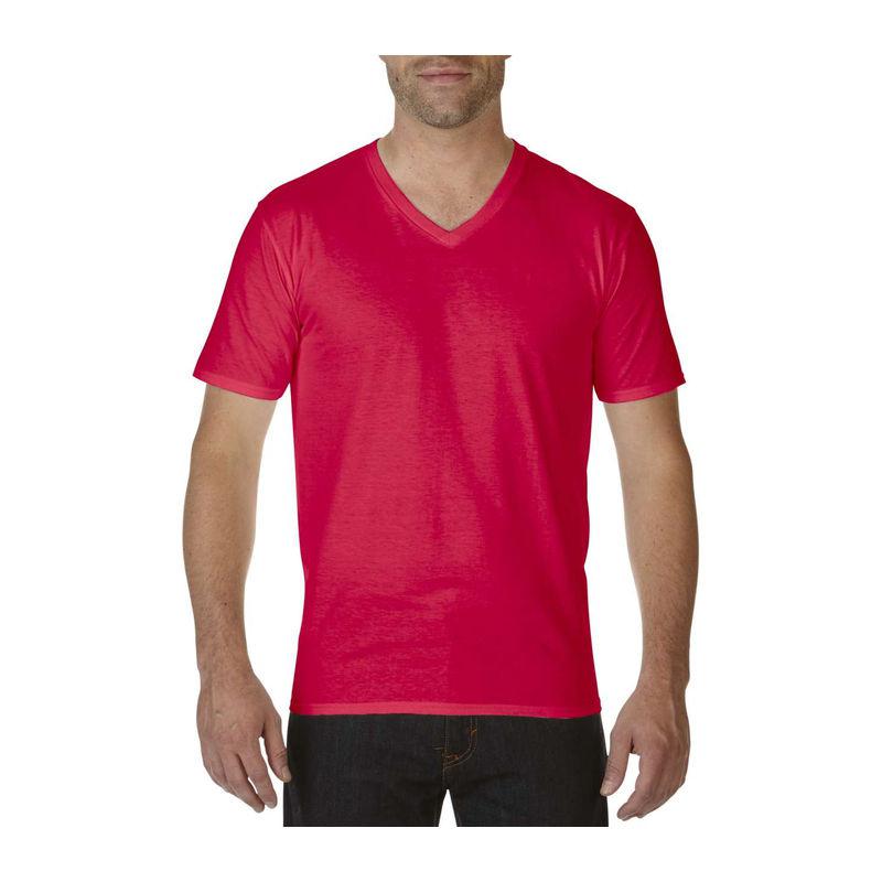 Tricou cu guler în V pentru bărbați Gildan Premium Cotton® Rosu M