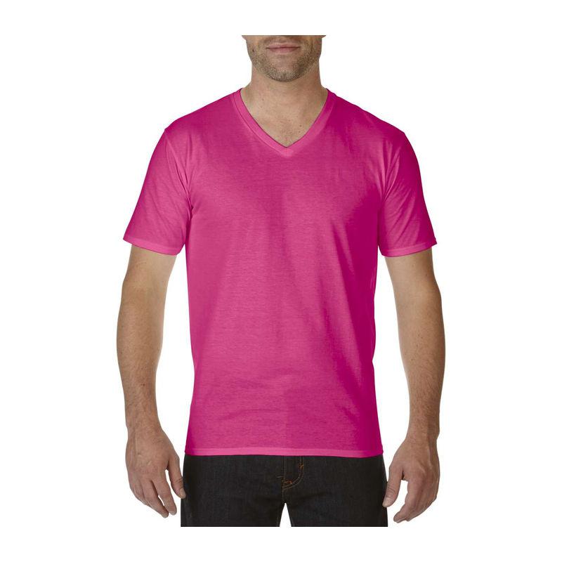Tricou cu guler în V pentru bărbați Gildan Premium Cotton® Roz XXL