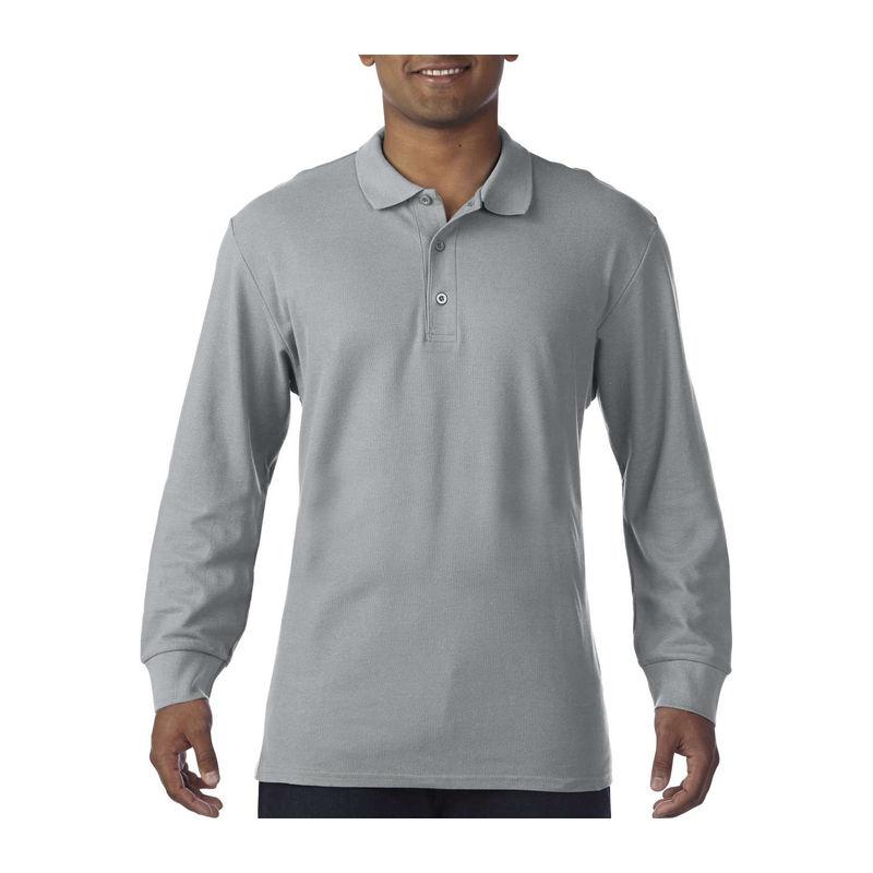 Tricou polo cu mânecă lungă pentru bărbați Gildan Premium Cotton® Gri S