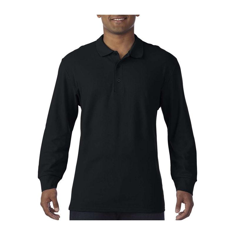 Tricou polo cu mânecă lungă pentru bărbați Gildan Premium Cotton® Negru S