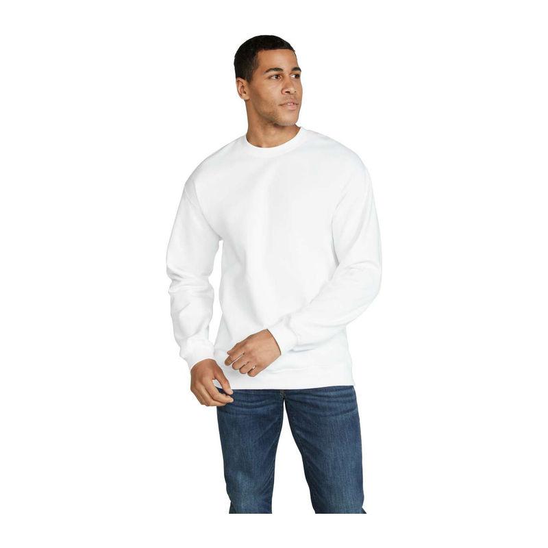 Bluză cu guler rotund unisex Gildan Softstyle® Midweight Alb