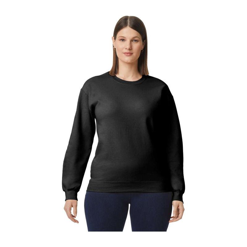 Bluză cu guler rotund unisex Gildan Softstyle® Midweight Negru
