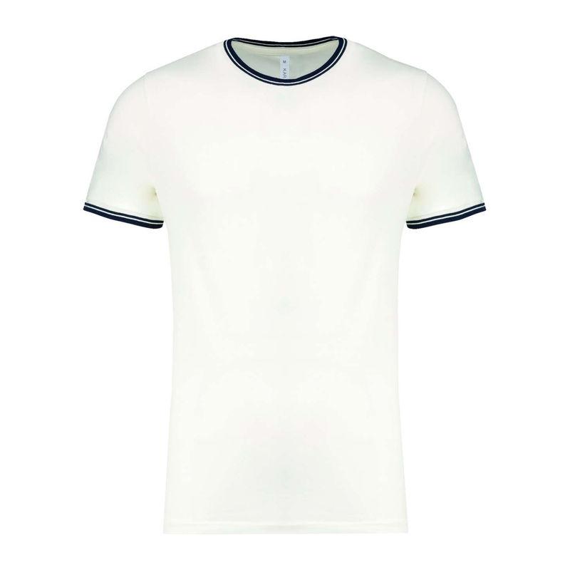 Tricou pentru bărbați din tricot piqué și guler rotund Off White/Navy 3XL