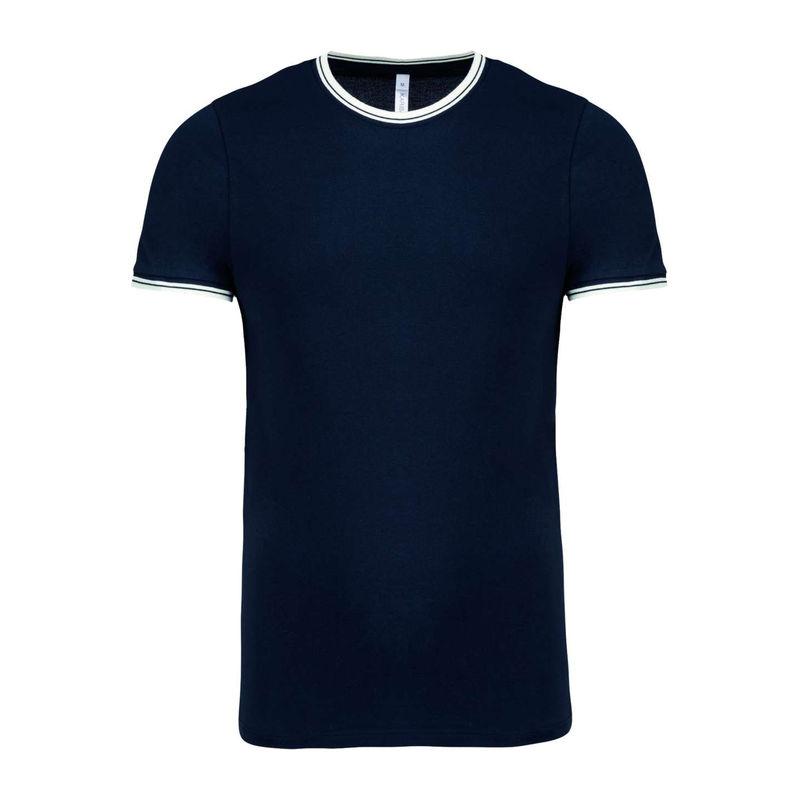 Tricou pentru bărbați din tricot piqué și guler rotund Navy/Off White
