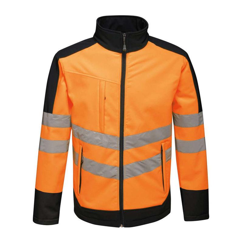 Jachetă softshell 3 straturi unisex Hi-Vis Pro Orange/Navy