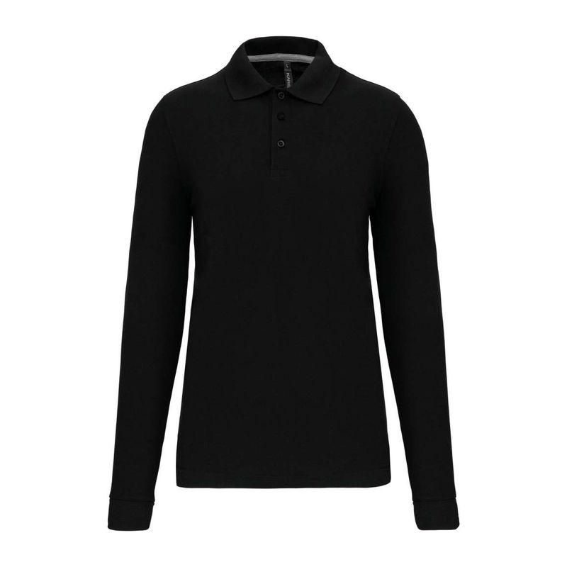 Tricou polo cu mânecă lungă, pentru bărbați, uz profesional Negru