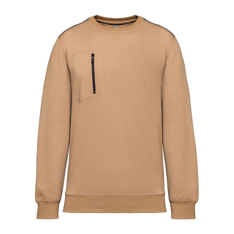 Bluză de lucru unisex cu buzunar contrastant Camel/Black 3XL