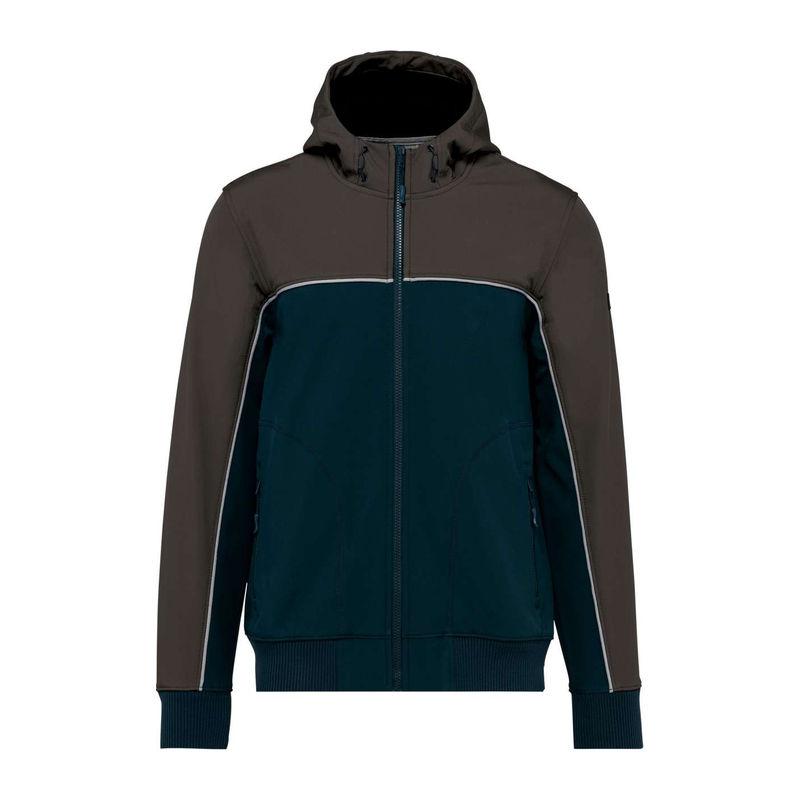 Jachetă softshell unisex, cu trei straturi, două nuanțe Navy/Dark Grey