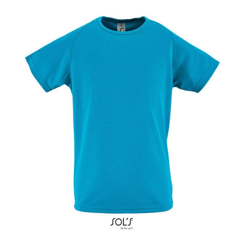 Tricou sport pentru copii, mâneci raglan, Sol's Sporty Albastru