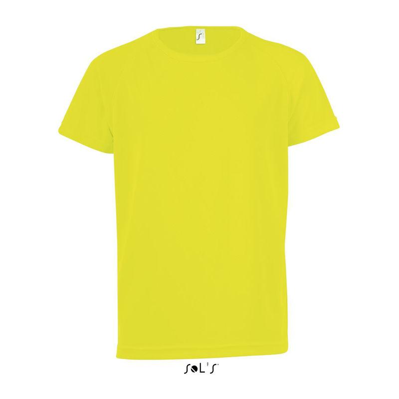 Tricou sport pentru copii, mâneci raglan, Sol's Sporty Neon Yellow