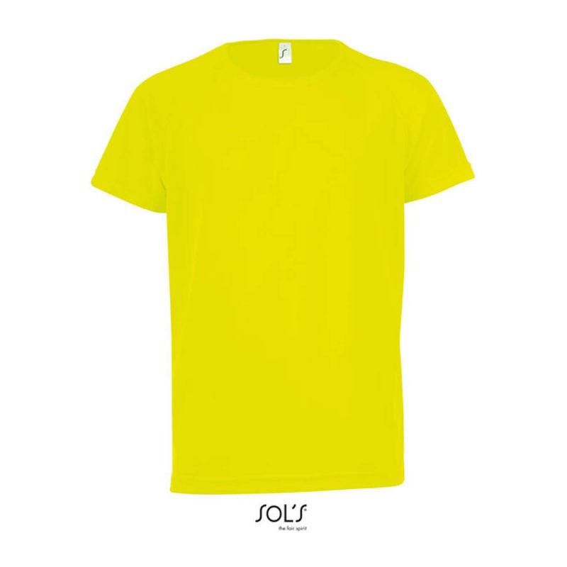 Tricou sport pentru copii, mâneci raglan, Sol's Sporty Neon Yellow