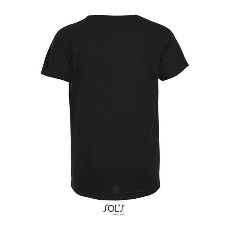 Tricou sport pentru copii, mâneci raglan, Sol's Sporty Negru
