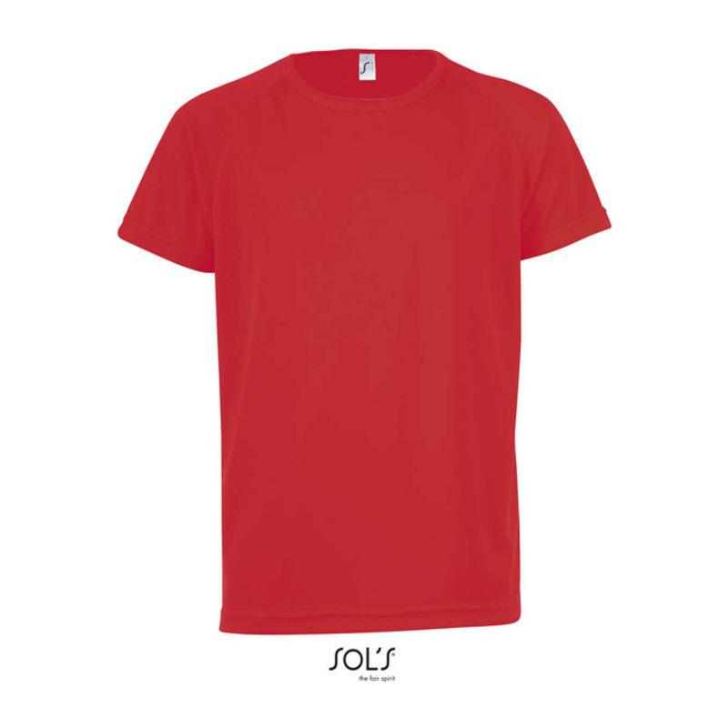 Tricou sport pentru copii, mâneci raglan, Sol's Sporty Rosu