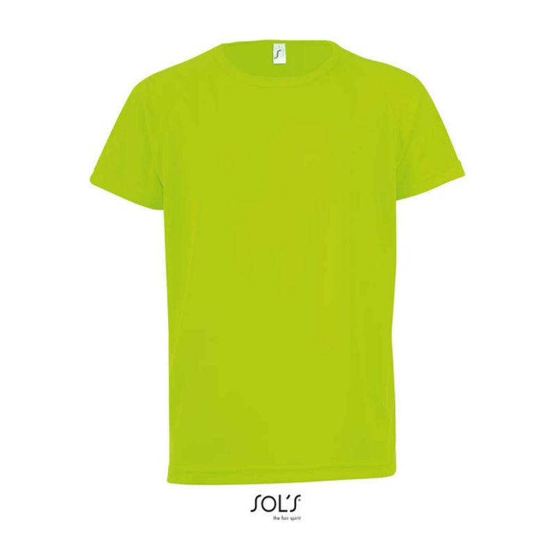 Tricou sport pentru copii, mâneci raglan, Sol's Sporty Neon Green